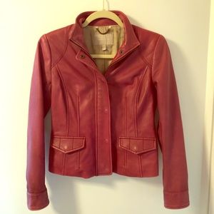 Banana Republic muted red leather jacket